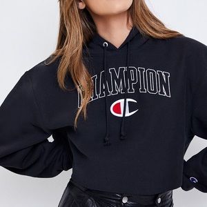 Champion Black Cropped Hoodie